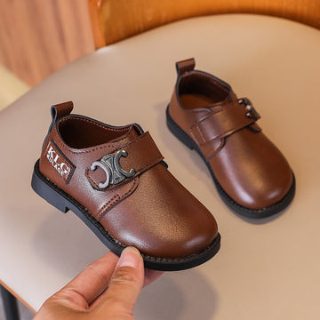 Baby Boys British Style Casual Leather Shoes, In Classic Black or Brown